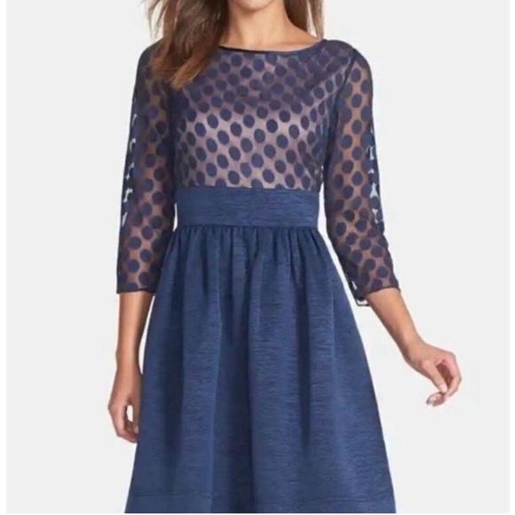 Eliza J Dresses & Skirts - Eliza J Nordstrom Blue A-Line Dress with Bateau Neckline and 3/4 Sleeves